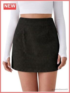 Women's Corduroy Mini Skirt High Waist A-Line with Built-in Shorts